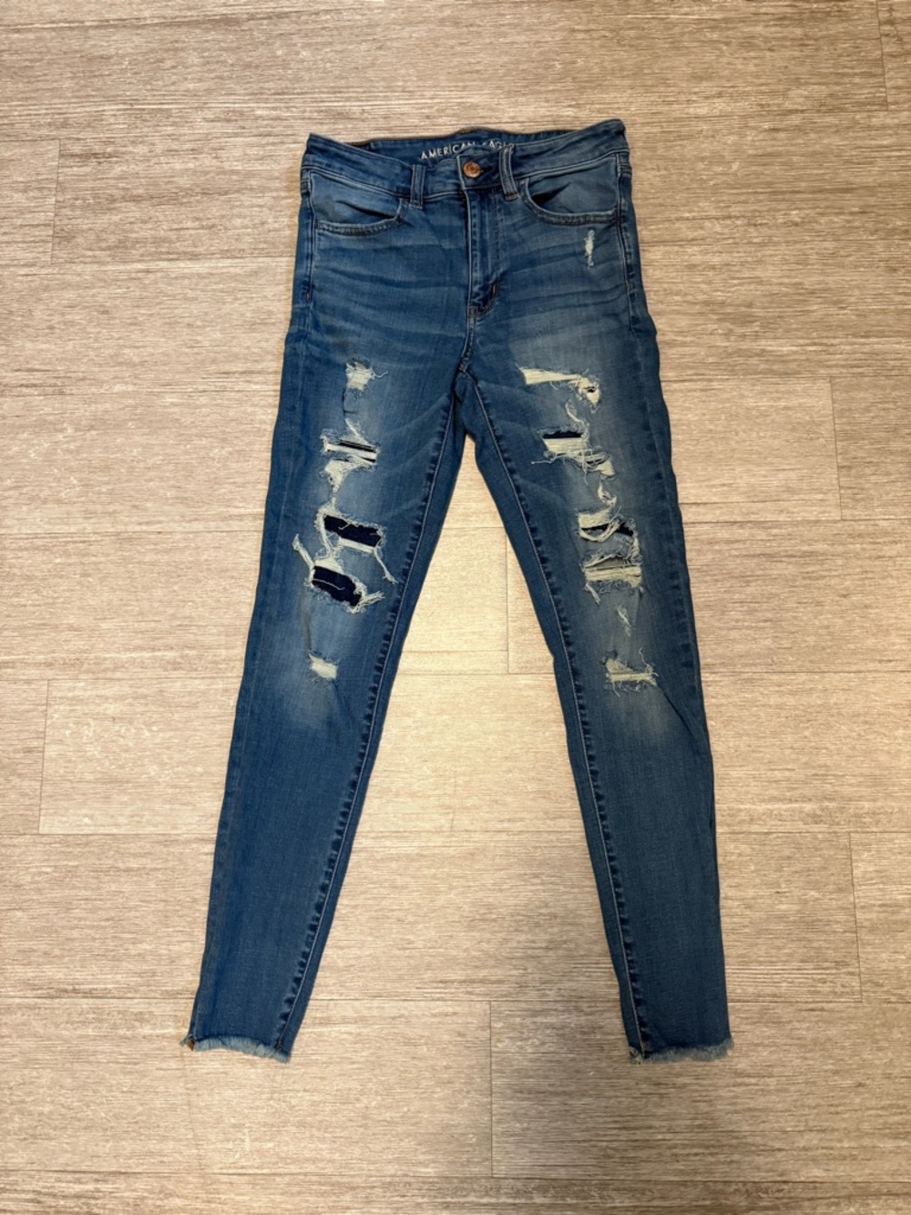 American Eagle Outfitters Distressed High Rise Medium Wash Denim Jeggings